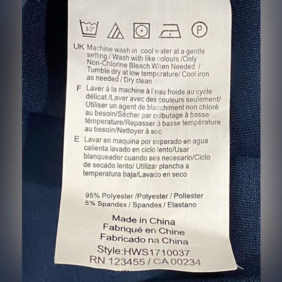 Halston V- neck Pullover Blouse/ Long Sleeve Top Navy Blue / White S - Picture 6 of 6